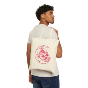 Moon & Mushroom Cotton Canvas Tote Bag