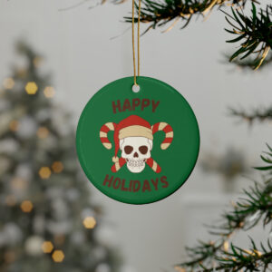 Skull & Candy Canes Ceramic Ornaments (1pcs, 5pcs, 10pcs, 20pcs)