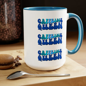 Caffeine Queen Two-Tone Coffee Mugs, 15oz