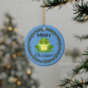 Merry Christmas Toad Ceramic Ornament