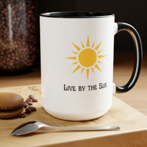 Live by the Sun, Love by the Moon Two-Tone Coffee Mugs, 15oz