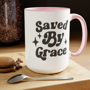 Saved by Grace Two-Tone Coffee Mugs, 15oz