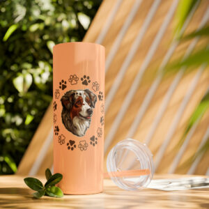 Australian Shepherd Skinny Tapered Tumbler with Straw, 20oz