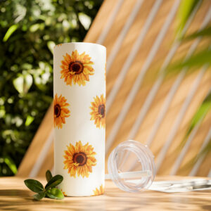Sunflower Skinny Tapered Tumbler with Straw, 20oz