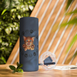 Attack Kitty Skinny Matte Tumbler, 20oz