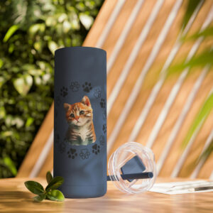 Orange Kitten Skinny Matte Tumbler, 20oz