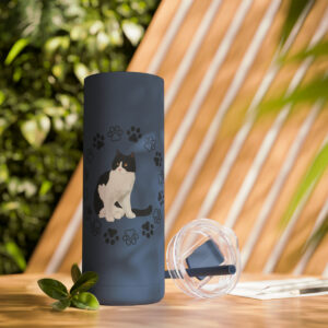 Black and White Cat Skinny Matte Tumbler, 20oz