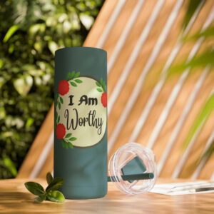 I Am Worthy Skinny Matte Tumbler, 20oz