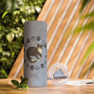 Gray Cat Skinny Matte Tumbler, 20oz