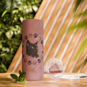 Black Galaxy Cat Skinny Matte Tumbler, 20oz