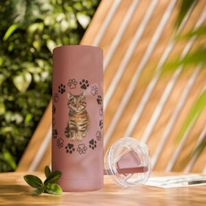 Striped Kitten Skinny Matte Tumbler, 20oz